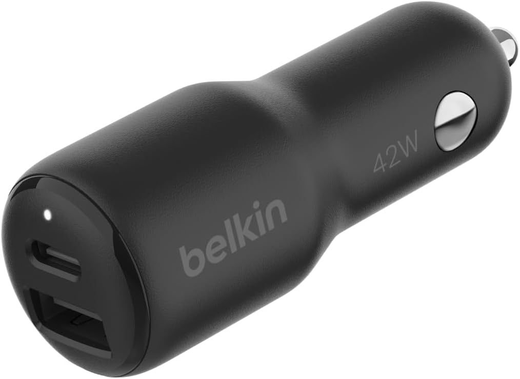 Belkin BoostCharge 42-Watt Dual Port Fast Car Charger w/30W USB-C