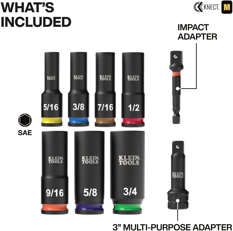 Klein Tools 65109IMPCT KNECT Deep-Well 3/8-Inch