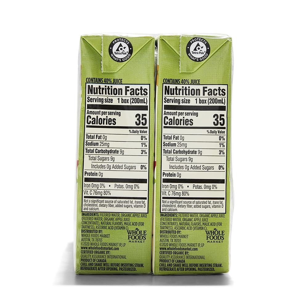 Box Juice Reduced Sugar Apple Organic, 6.75 Fl Oz, 16 Pack