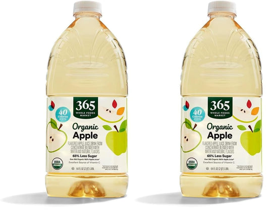Juice Reduced Sugar Apple Organic, 64 Fl Oz (Pack of 2)