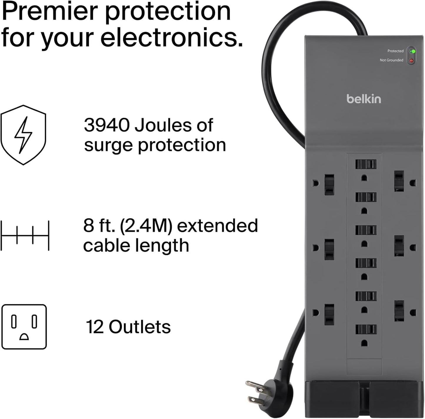 Belkin 12-Outlet Surge Protector Power Strip w/ 12 AC