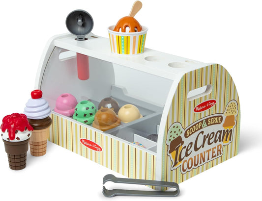 Melissa & Doug Wooden Scoop & Serve Ice Cream Counter