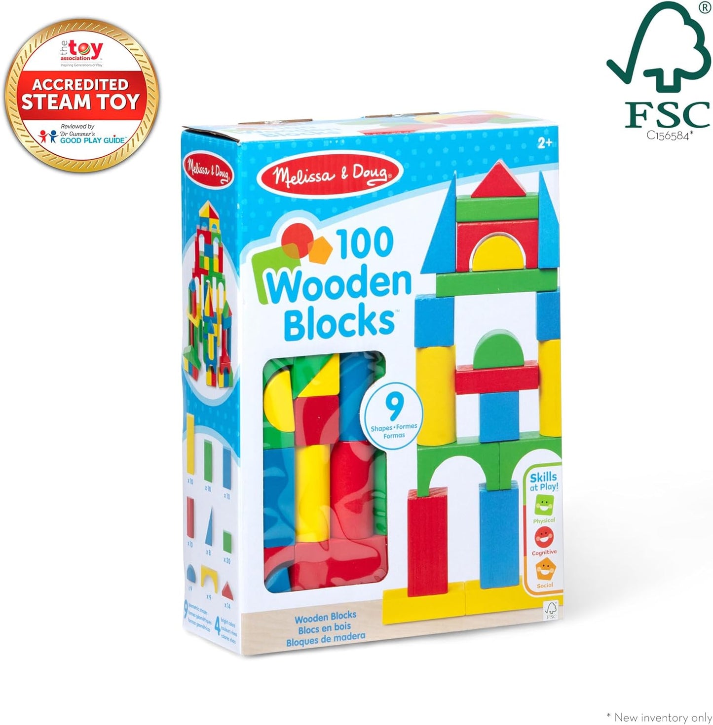 Wooden Building Blocks, 100-Piece Set