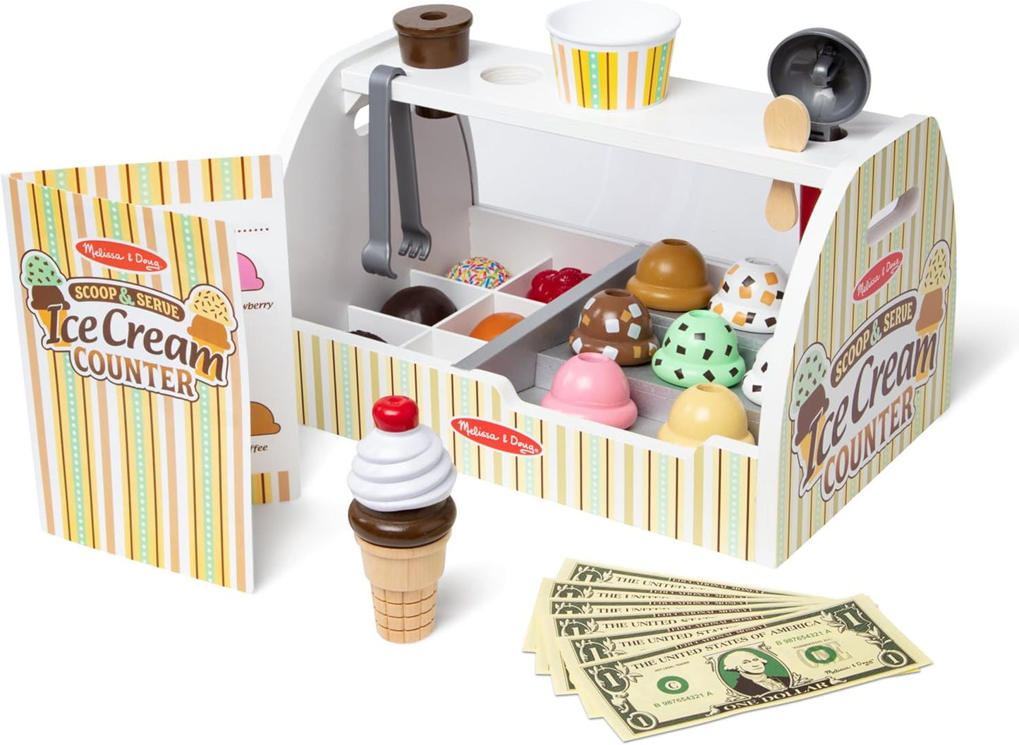 Melissa & Doug Wooden Scoop & Serve Ice Cream Counter
