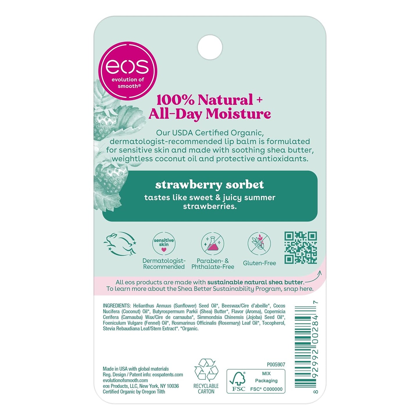 eos 100% Natural & Organic Lip Balm- Strawberry Sorbet