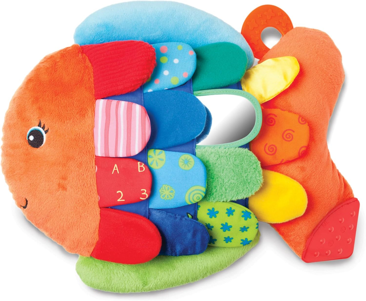 Flip Fish Stuffed Animal, Soft Baby Book, Multi-Textured Squeaking