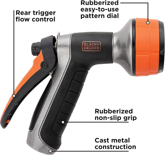 Dial 7 Pattern Rear Trigger Garden Hose Nozzle