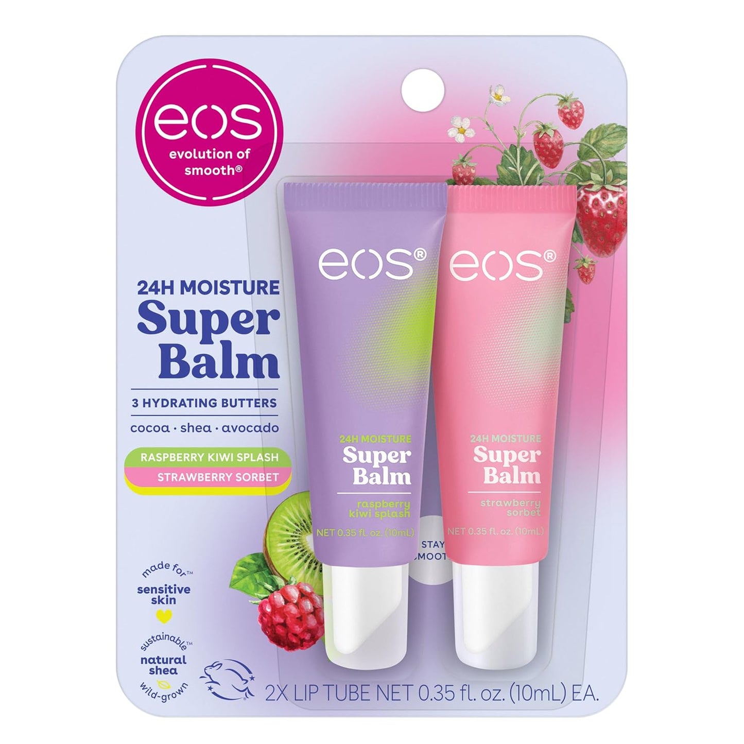 eos 24H Moisture Super Balm- Raspberry Kiwi Splash & Strawberry Sorbet