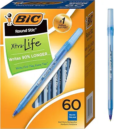 Round Stic Xtra Life Pens - 60 Pack of Bulk Pens
