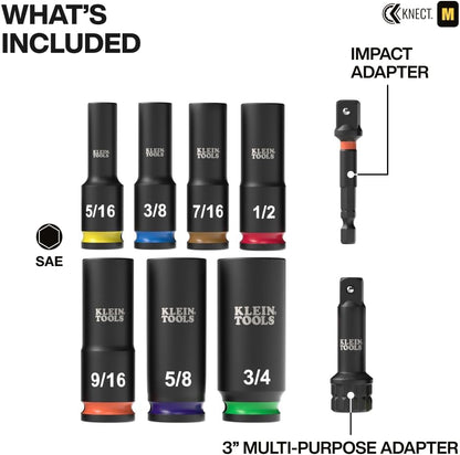 Klein Tools 65109IMPCT KNECT Deep-Well 3/8-Inch
