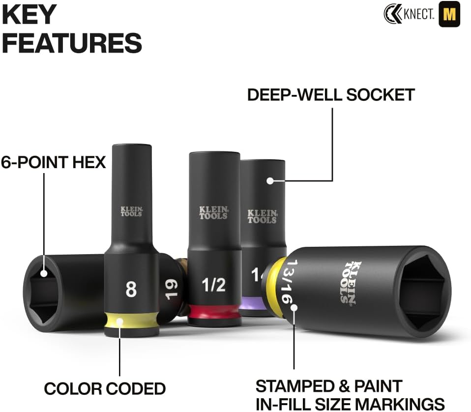 Klein Tools 65121IMPCT KNECT Deep-Well 3/8-Inch