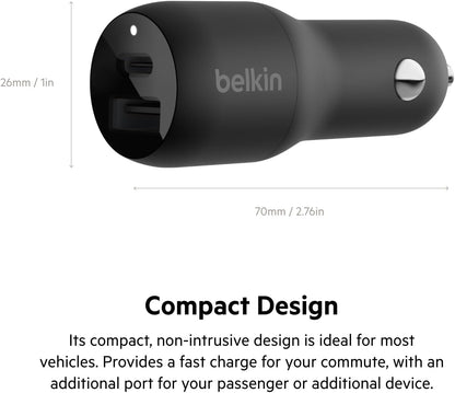 Belkin BoostCharge 42-Watt Dual Port Fast Car Charger