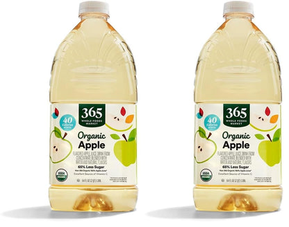 Juice Reduced Sugar Apple Organic, 64 Fl Oz (Pack of 2)