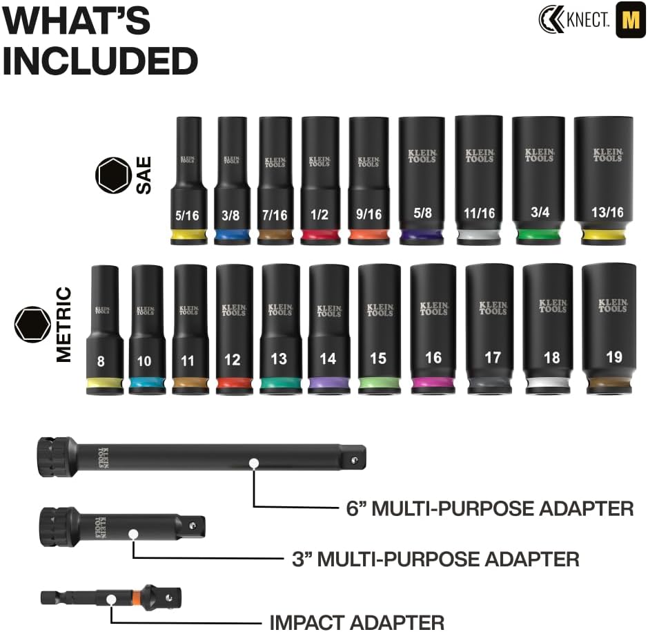 Klein Tools 65121IMPCT KNECT Deep-Well 3/8-Inch