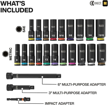 Klein Tools 65121IMPCT KNECT Deep-Well 3/8-Inch