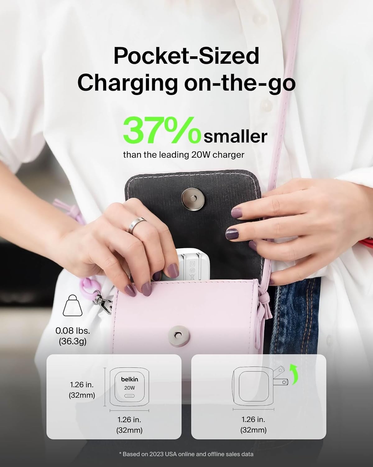 Belkin USB C Charger Block 20W, Fast Charging