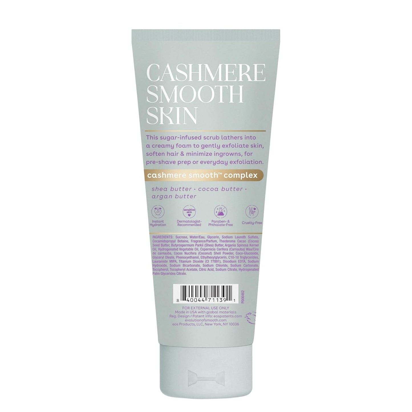 eos Cashmere Skin Collection Pre-Shave Scrub- Vanilla Cashmere Scented