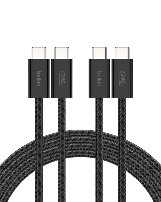 Belkin USB C to USB C Cable 2-Pack, 6.6ft, 240W