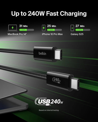 Belkin USB C to USB C Cable 2-Pack, 6.6ft, 240W