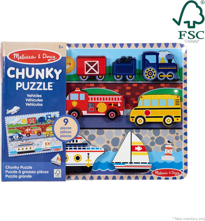 ehicles Wooden Chunky Puzzle (9 pcs),
