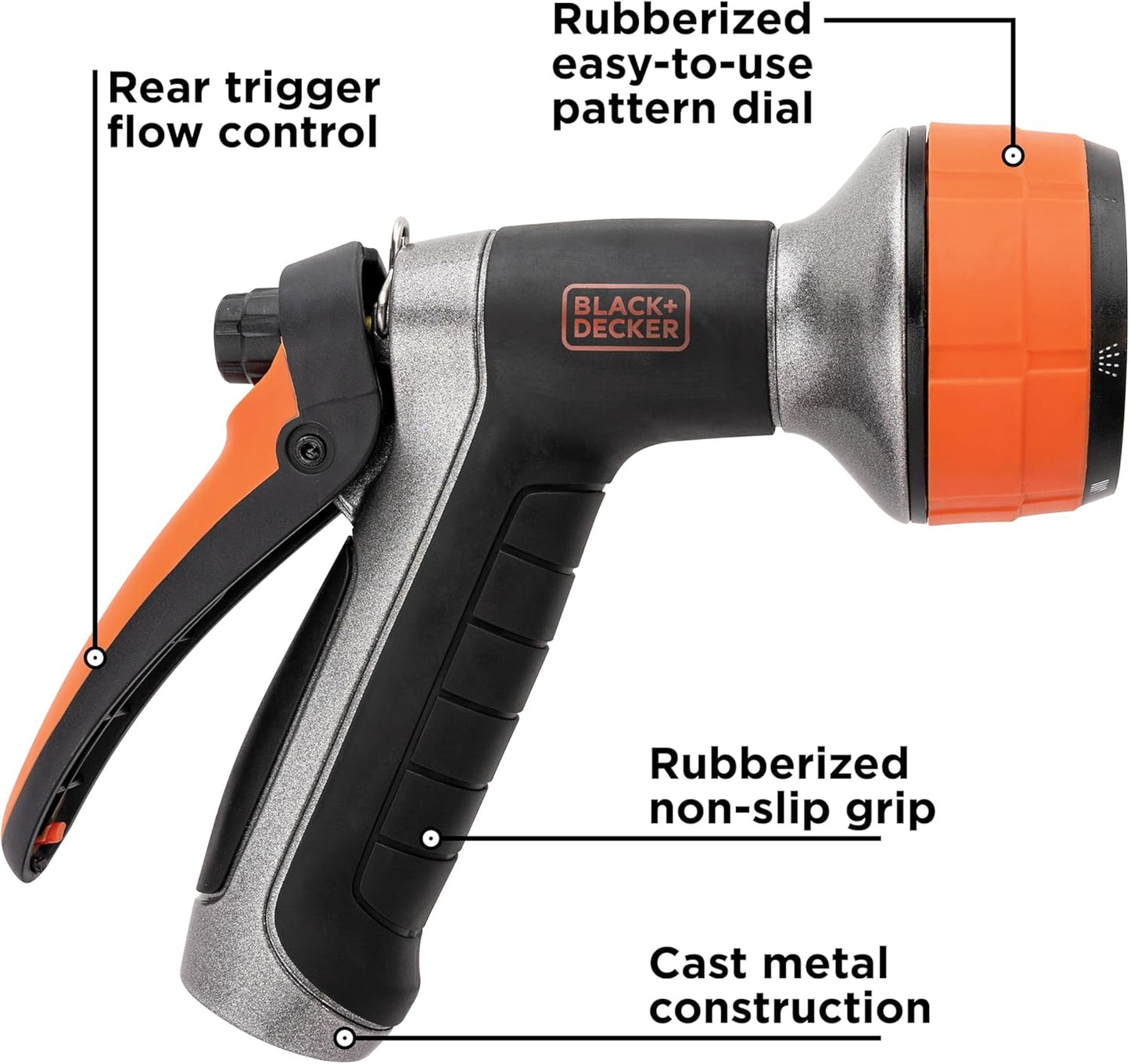 Dial 7 Pattern Rear Trigger Garden Hose Nozzle