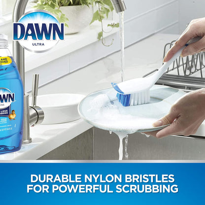 Dawn Dish Brush with Soft Nylon Bristles and Scraper