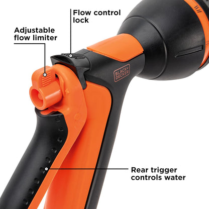 8-Pattern Rear Trigger Garden Hose Nozzle